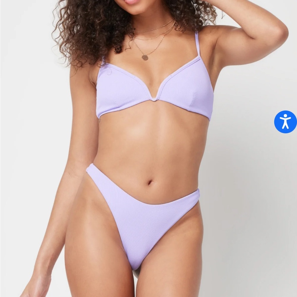 l*space Lilac Ribbed Ring-Detail Bikini Set - Picture 12 of 16